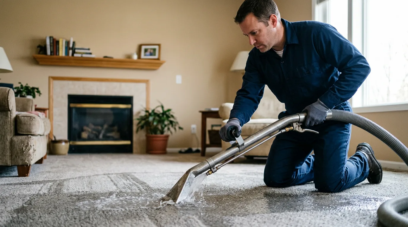 Water damage restoration technician working near West Harrison, IN
